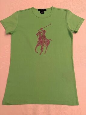 Ralph Lauren Lime Green Tee with Pink Polo Player